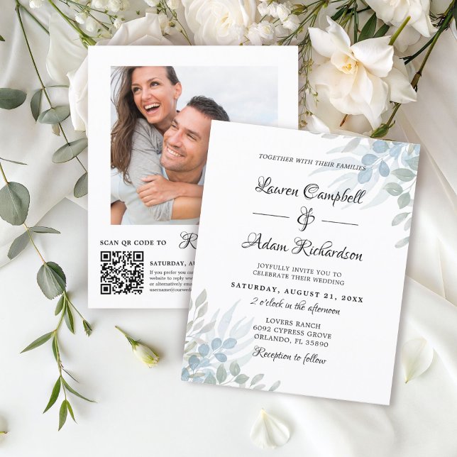 Convite para Casamento Eucalyptus Verde Sage (Criador carregado)