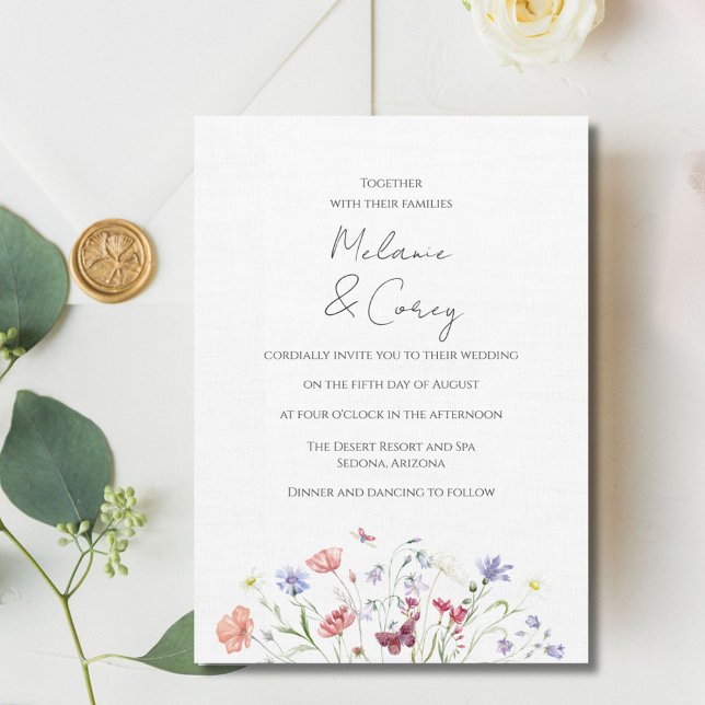 Convite para Casamento Externo de Wildflower Boho (Wildflower Boho Outdoor Wedding Invitation)