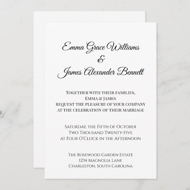 Convite para Casamento Ffloral Elegante Personaliz (Frente/Verso)