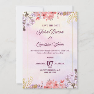 Convite para Casamento Ffloral Elegante Personaliz