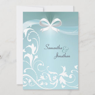 Convite Para Casamento - Fita Floral De Teal Elega