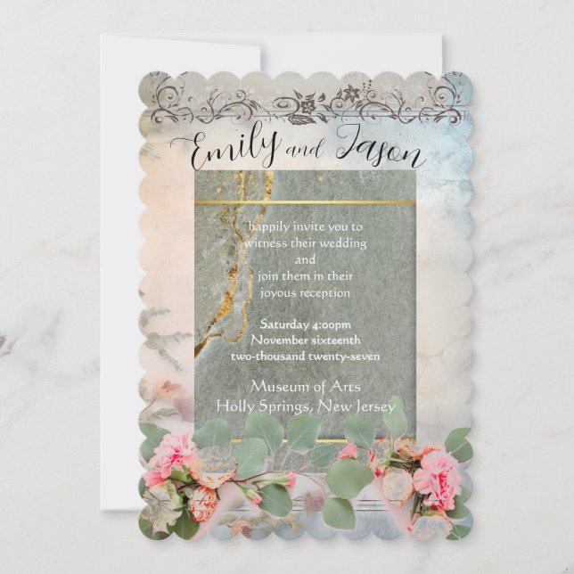 Convite para Casamento Flat Frilly Elegance (Frente)