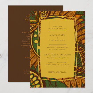 Convite para Casamento Floral Africano Ancara Verd