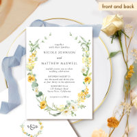 Convite para Casamento Floral Amarelo-Branco