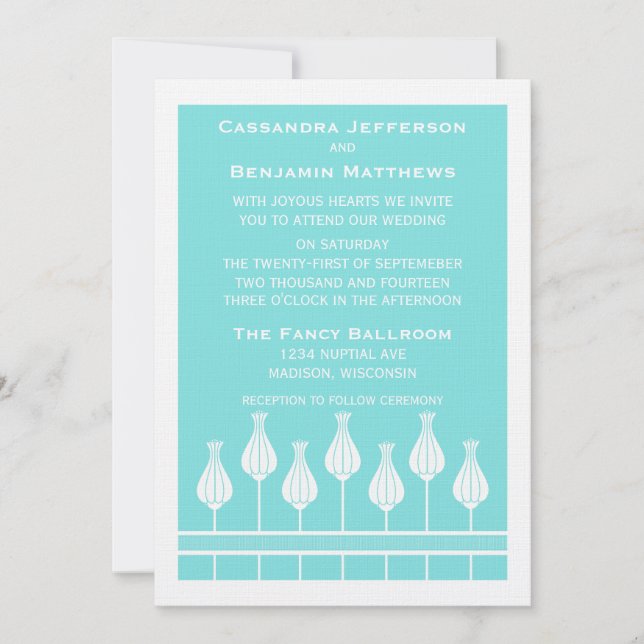 Convite para Casamento Floral Art Deco (Frente)