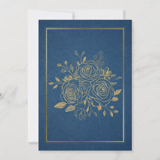 Convite para Casamento Floral Azul e Dourado do Ma