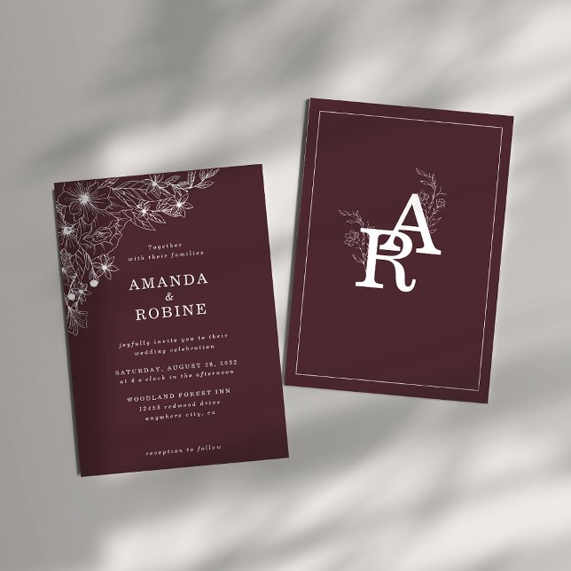 Convite para Casamento Floral Branco Moderno (Criador carregado)