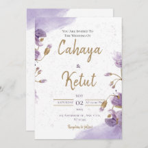 Convite para Casamento Floral Branco Roxo