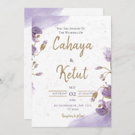 Convite para Casamento Floral Branco Roxo