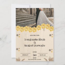 Convite para Casamento Floral Brown Pastel