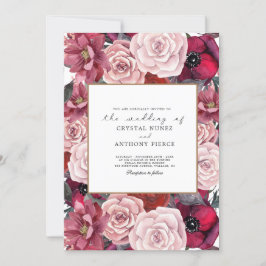 Convite para Casamento Floral Burgundy Bloom