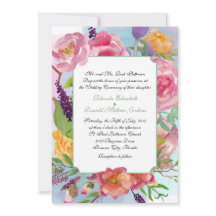 Convite para Casamento Floral Colorida Watercolor