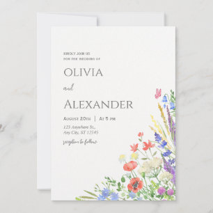 Convite para Casamento Floral Colorida Watercolor