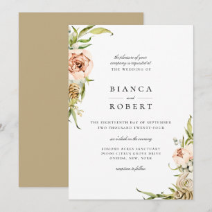 Convite Para Casamento Floral Da Floresta Botânic