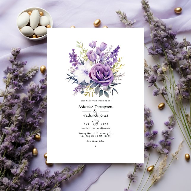 Convite para Casamento Floral da Lavanda Digital (Criador carregado)