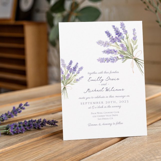 Convite para Casamento Floral da Lavanda Tuscana (Criador carregado)