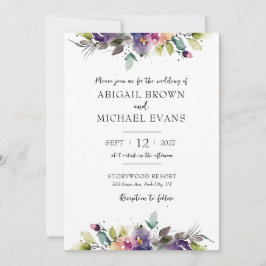 Convite para Casamento Floral de abstrato Watercol