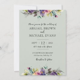 Convite para Casamento Floral de abstrato Watercol