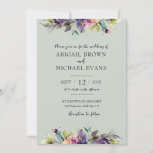 Convite para Casamento Floral de abstrato Watercol