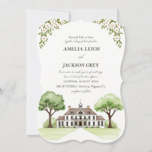 Convite para Casamento Floral de Aquarela Elegante