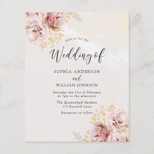 Convite para Casamento Floral de Blush Amigável p