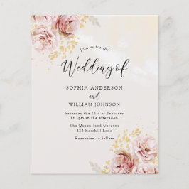 Convite para Casamento Floral de Blush Amigável po