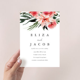 Convite para Casamento Floral de bonito Cor de Águ