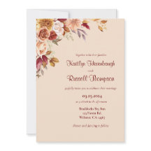 Convite para Casamento Floral de Borgonha e Queda 