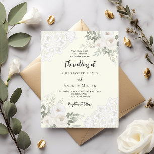 Convite para casamento floral de colar branco de m