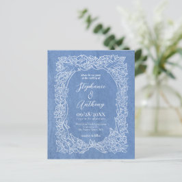 Convite para Casamento Floral de Cornflower Blue
