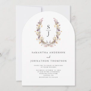Convite para Casamento Floral de Flor Roxo