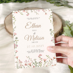 Convite para Casamento Floral de Flor Selvagem