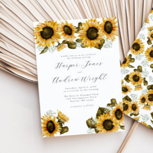 Convite para Casamento Floral de Girassol Amarelo