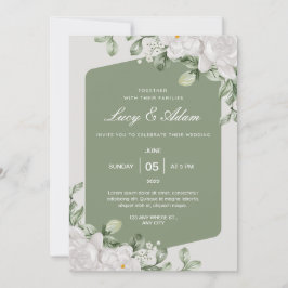 Convite para Casamento Floral de Green Sage White