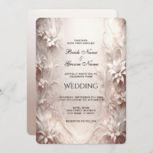 Convite para Casamento Floral de Ivory White