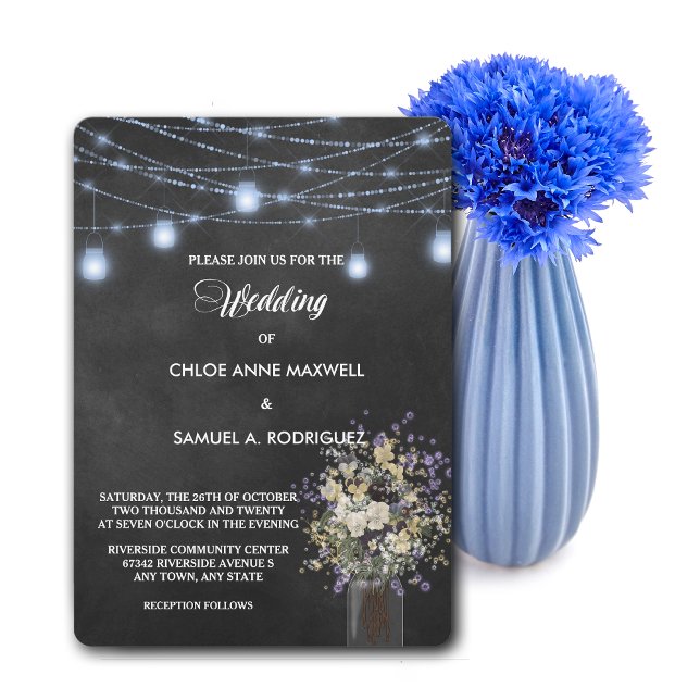 Convite para Casamento Floral de Jar Jar Azul-Crep (Criador carregado)