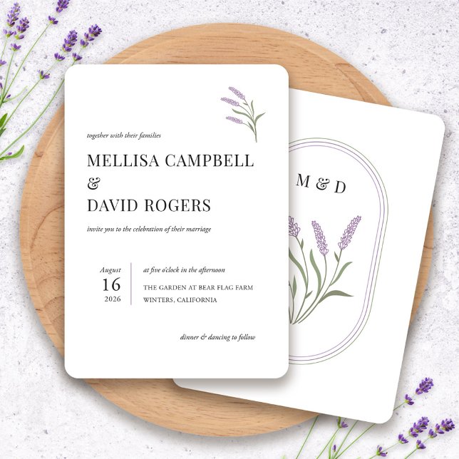 Convite para Casamento Floral de Lavanda Elegante (Elegant Lavender Floral Wedding Invitation by Fiesta Valley Print)