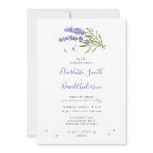 Convite para Casamento Floral de Lavanda Roxa