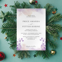 Convite para Casamento Floral de lavanda Watercolo