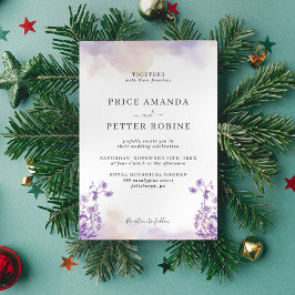 Convite para Casamento Floral de lavanda Watercolo