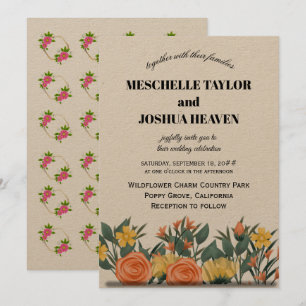 Convite para Casamento Floral de Luxo - Personaliz