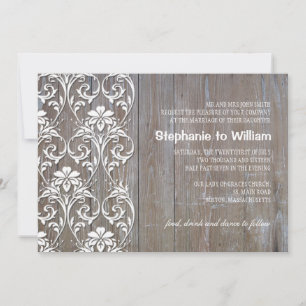 Convite Para Casamento Floral De Madeira Rústica