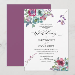 Convite para Casamento Floral de Mint e Mauve