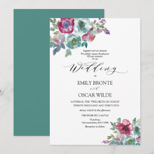 Convite para Casamento Floral de Mint e Mauve