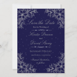 Convite para Casamento Floral de Ornamentado Silve