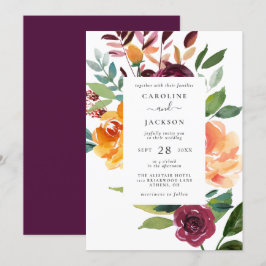 Convite para Casamento Floral de outono Elegante