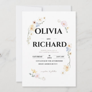 Convite Para Casamento Floral De Pastel De Waterco