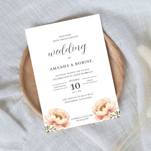 Convite para Casamento Floral de Pessoas Simples M