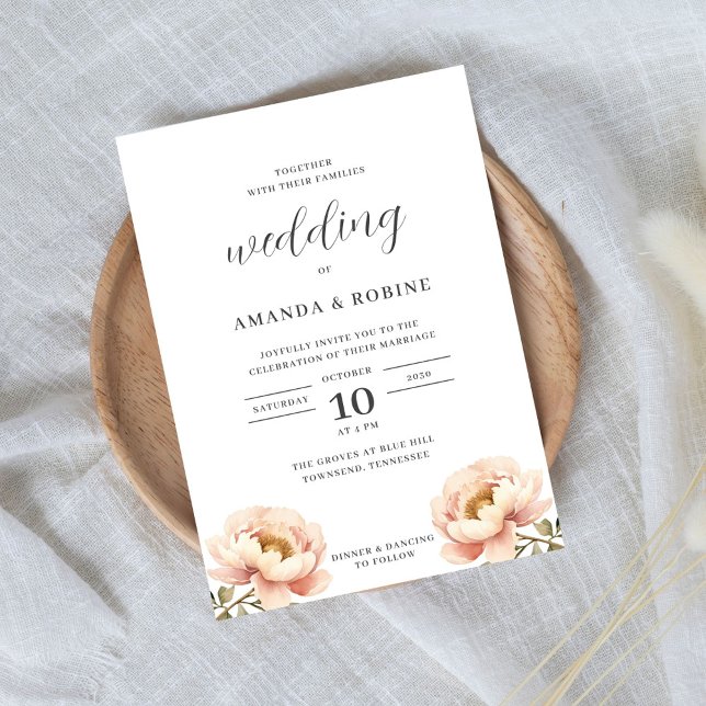 Convite para Casamento Floral de Pessoas Simples M (Criador carregado)