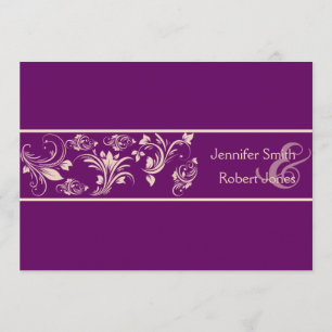 Convite para Casamento Floral de Plum e Champanhe